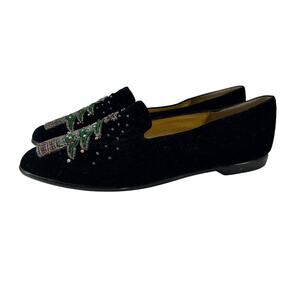 Karen Scott Black Velvet Ugly Christmas Tree Flats Sz 9 Bead